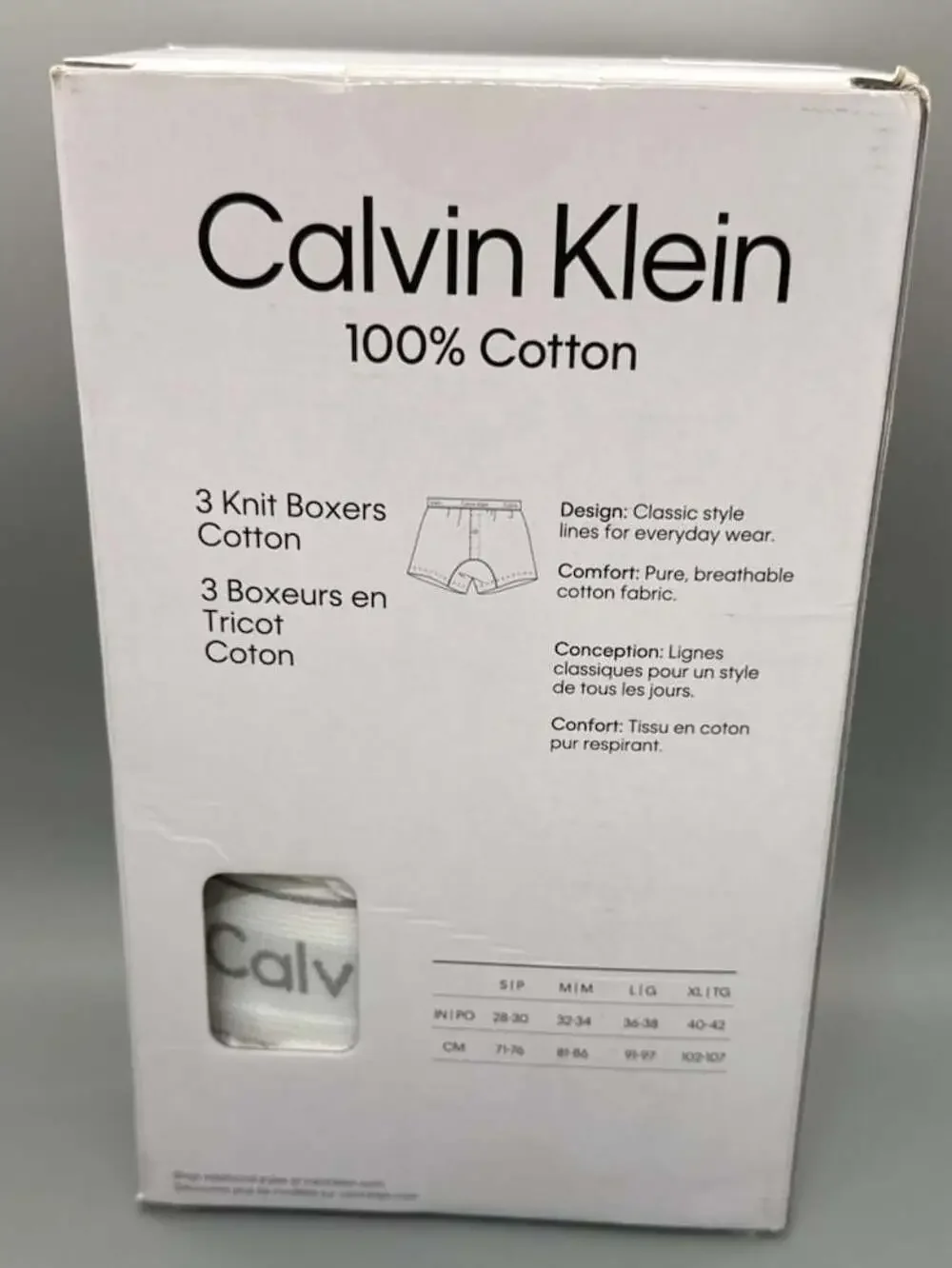 Men's Calvin Klein 3 Pack Classic Fit 100% Cotton Knit Boxers XXL White 2019 NIB